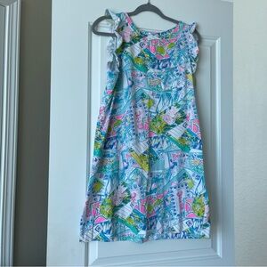 LILLY PULITZER - Cotton T-Shirt Style Dress with Ruffle Sleeves